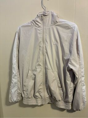 Nike Women's Light Gray Hooded Windbreaker Jacket